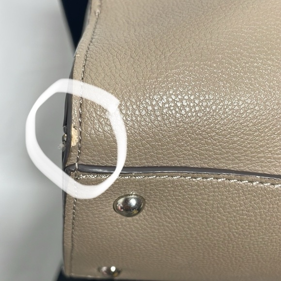 Chaps Tan Taupe Satchel Handbag | FREE Pearl Charm - Picture 8 of 9